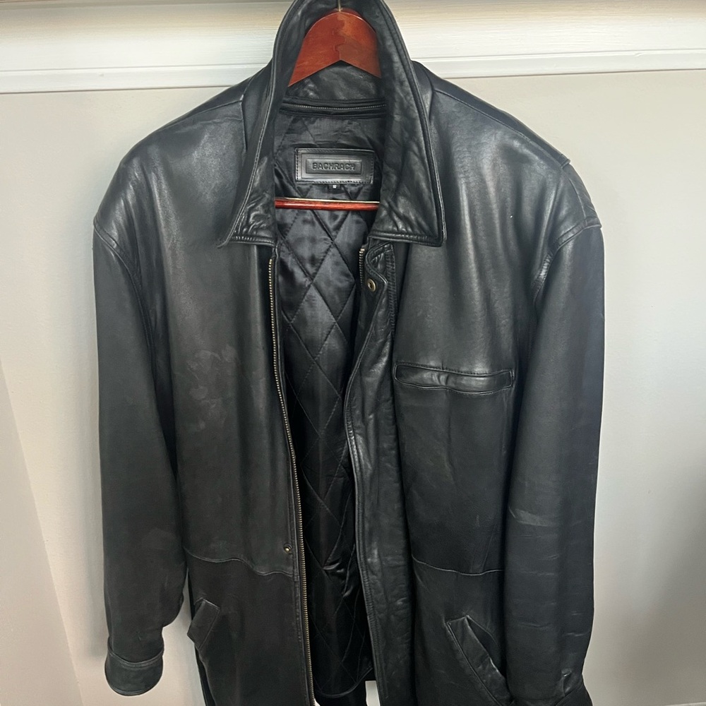 Bacharach black leather coat